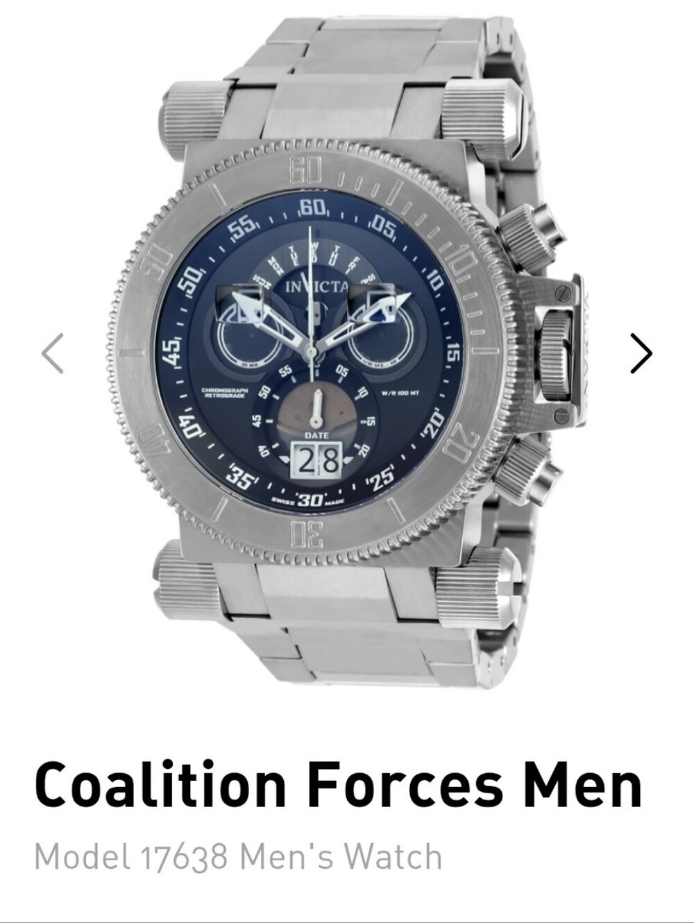 Invicta Silver and Blue Coalition Forces Men's Chronograph Watch 51mm